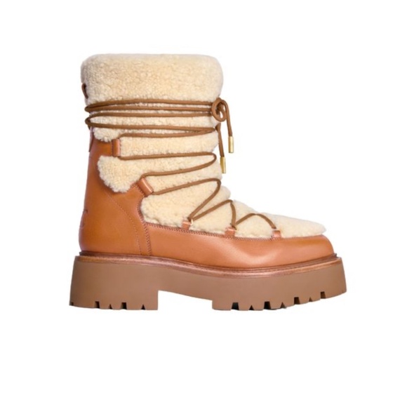 Celine Shoes - Celine Shearling Bulky Tie Boots